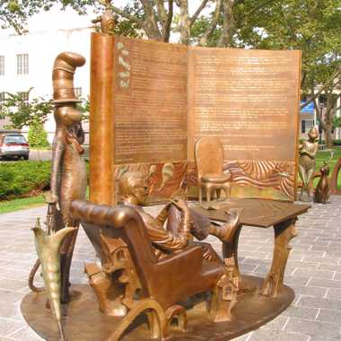 Dr Seuss, Cat in the Hat, and a book with lines from Oh The Places You’ll Go.